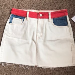 Colorblocked Denim Skirt